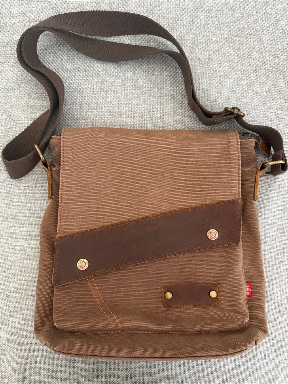 Augur leather and Canvas Crossbody Messenger Bag